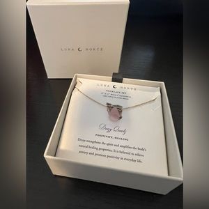 Luna Norte Necklace DRUZY QUARTZ LIGHT PINK 14KT Gold Plated Brass